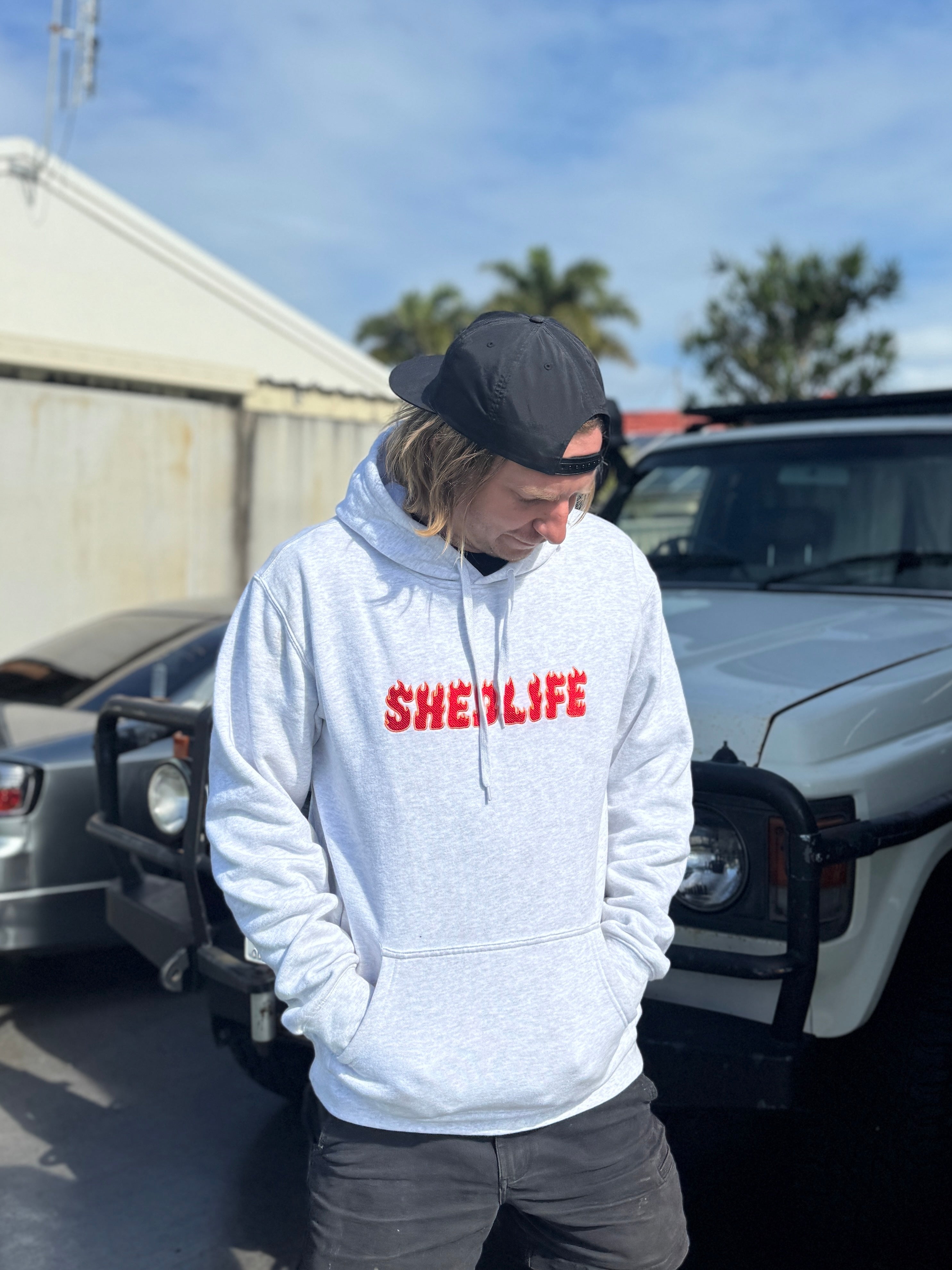 Flame Hoodie White Marle