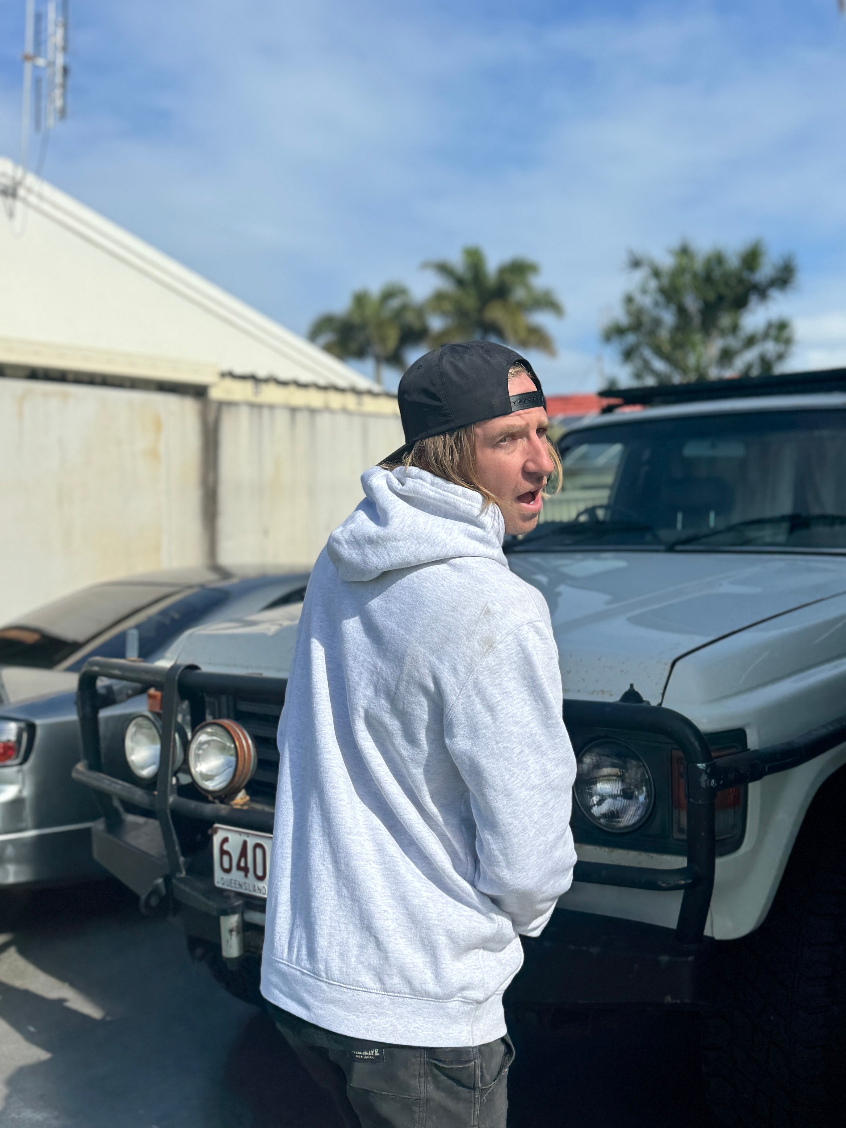 Flame Hoodie White Marle