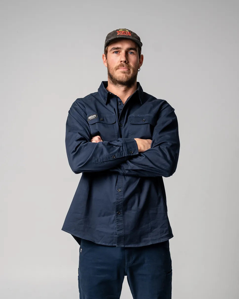 Long Sleeve Work Shirt (Navy)